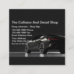 Black Automotive Collision Auto Body Square  Business Card