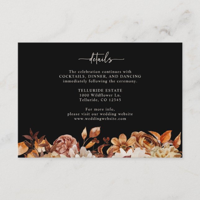 Black Autumn Details Enclosure Card (Front)