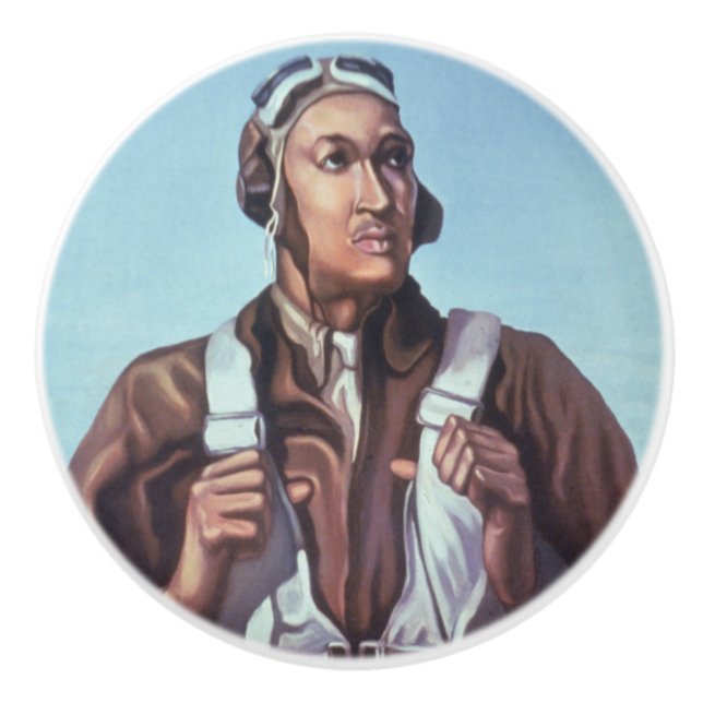 Black Aviators: U.S. WW2 Military Fighting Service Ceramic Knob (Front)