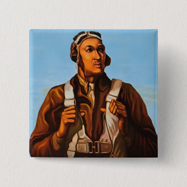 Black Aviators US Fighter Pilots of WW2  15 Cm Square Badge (Front)