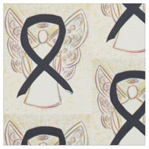 Black Awareness Ribbon Angel Custom Material Fabric