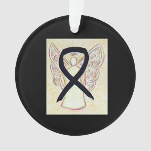 Black Awareness Ribbon Angel Customised Ornaments