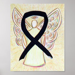 Black Awareness Ribbon Angel Poster Art Print