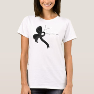 Black Awareness Ribbon Butterfly T-Shirt