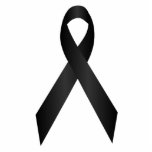 Black Awareness Ribbon Pin Photo Sculpture Badge<br><div class="desc">A black awareness ribbon with a text template on a variety of products. The simple and elegant design is an original graphic vector with a gradient made to resemble a shinny satin ribbon.</div>