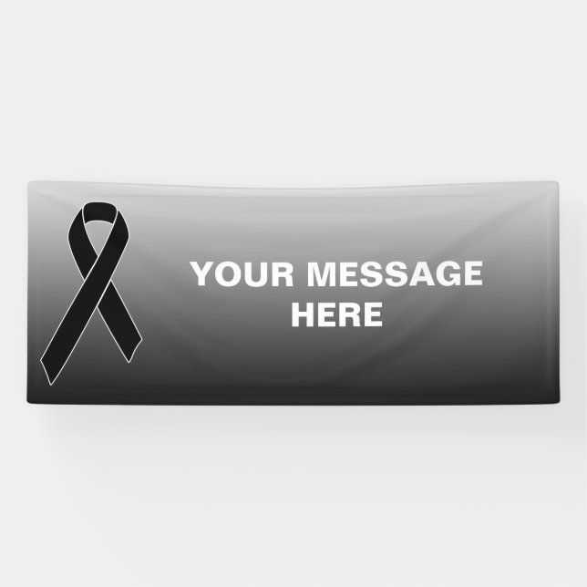 Black Awareness Ribbon + your message Banner (Horizontal)
