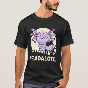 Black Axolotl Pet Read Book Ambystoma Mexican Walk T-Shirt
