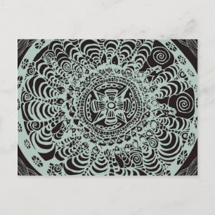 Black Aztec Mandala Postcard