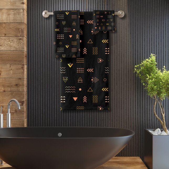 Black aztec pattern   bath towel set (Creator Uploaded)