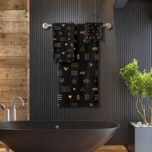 Black aztec pattern   bath towel set