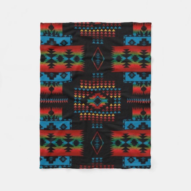 BLACK Aztec Print Fleece Blanket (Front)