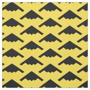 Black B-2 Spirit Stealth Bomber Pattern on Yellow Fabric