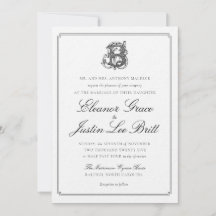 Black "B" Monogram Wedding Invitation