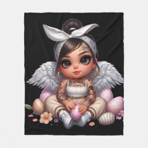 Black Baby Angel Fleece  Blanket