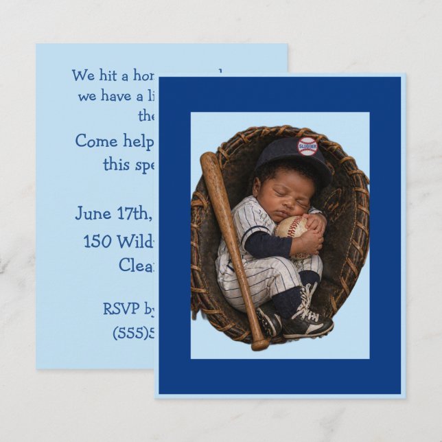 Black Baby Baseball Shower Digital Invitation (Front/Back)