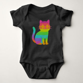 Black Baby Body 100 % cotton - Rainbow Kitten Baby Bodysuit