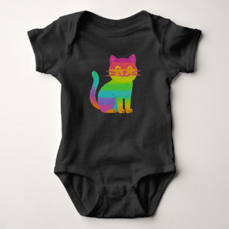 Black Baby Body 100 % cotton - Rainbow Kitten Bodysuit