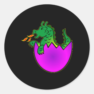 Black Baby Dragon Egg Classic Round Sticker
