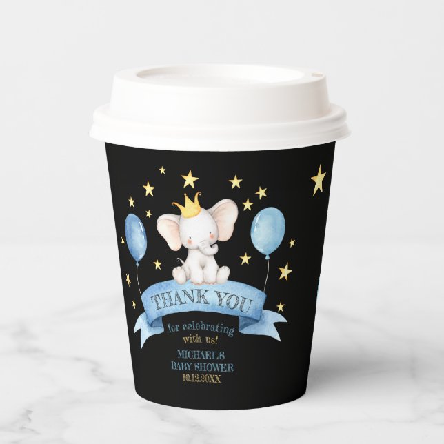 black baby elephant paper cups (Front)