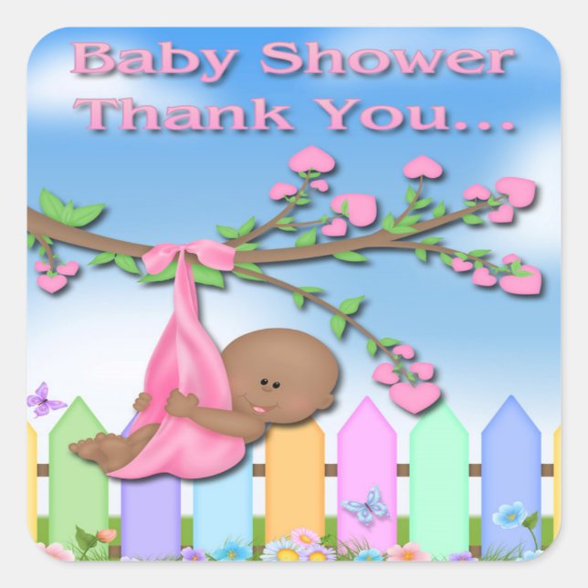 Black Baby Girl - Backyard Thank You Envelope Seal (Front)