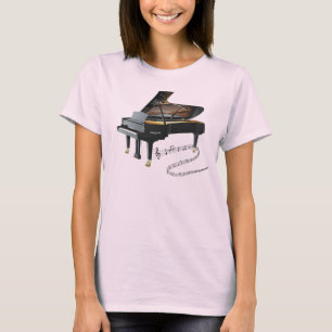 Black Baby Grand Piano & Music Notes T-Shirt