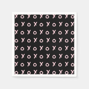 Black & Baby Pink X O XO XO's Trendy Cute Napkin
