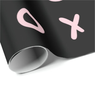 Black & Baby Pink X O XO XO's Trendy Cute Wrapping Paper