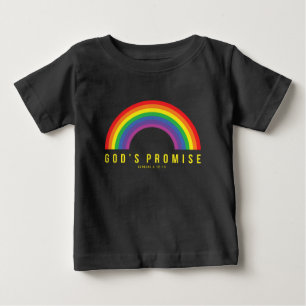 Black Baby Tee Rainbow God's Promise w/Scripture