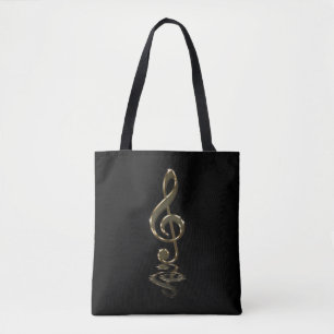 Black Background And Silver Clef Tote Bag