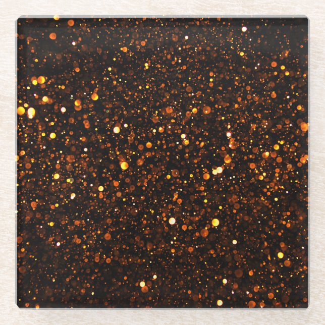 Black Background Beautiful Bokeh Glass Coaster (Front)