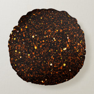 Black Background Beautiful Bokeh Round Cushion