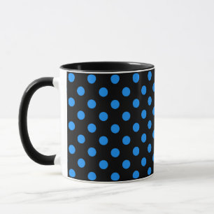 Black Background Blue Polka Dots Mug