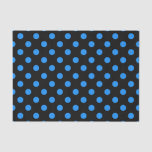 Black Background Blue Polka Dots Tissue Paper