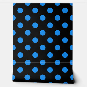 Black Background Blue Polka Dots Wallpaper