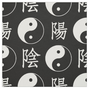 Black Background Chinese Yinyang Pattern Fabric