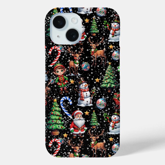 Black Background Christmas Decorative Pattern Case-Mate iPhone Case (Back)
