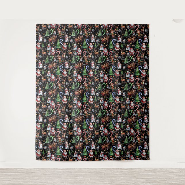 Black Background Christmas Decorative Pattern Tapestry (Front)