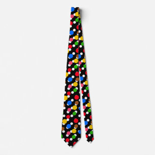 Black Background Colourful Polka Dots Tie