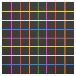 Black Background Colourful Windowpane Plaid Design Fabric