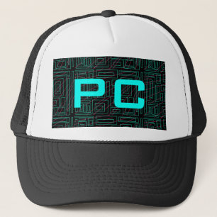 black background design trucker hat
