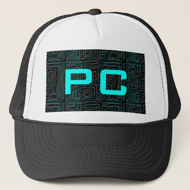 black background design trucker hat (Front)