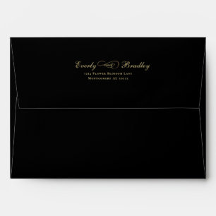 Black Background Elegant Gold Script Formal Envelope