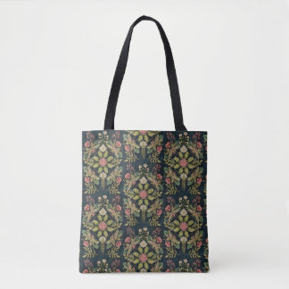 black background folk country art tote bag