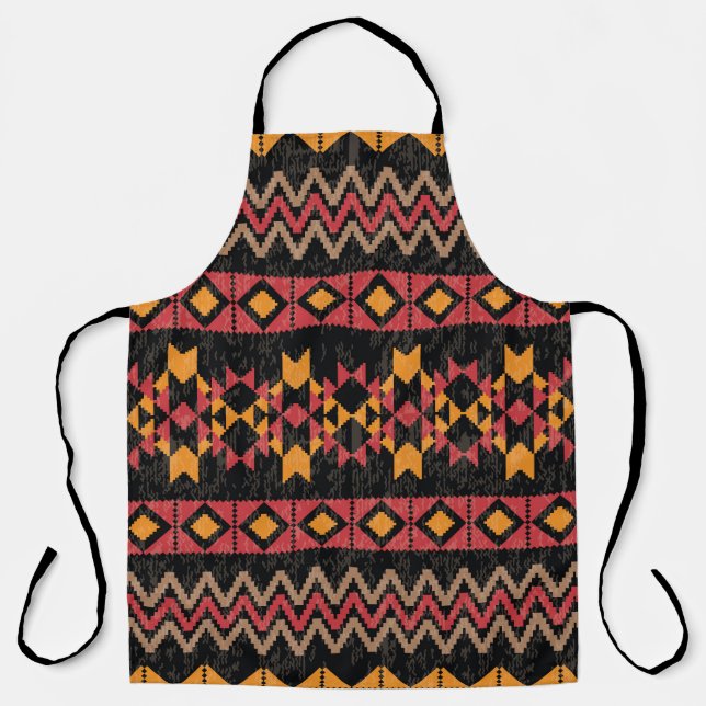 Black Background, Geometric Modern Pattern. Apron (Front)