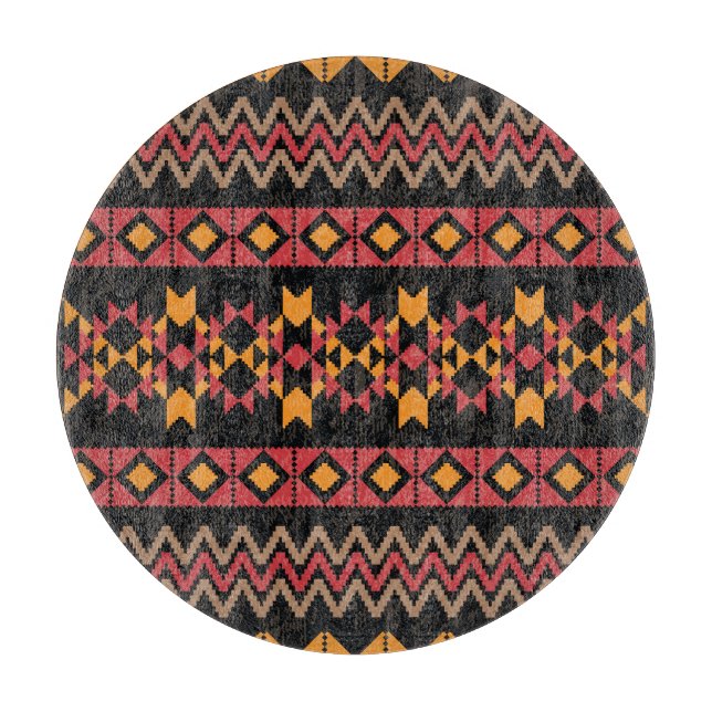 Black Background, Geometric Modern Pattern. Cutting Board (Front)