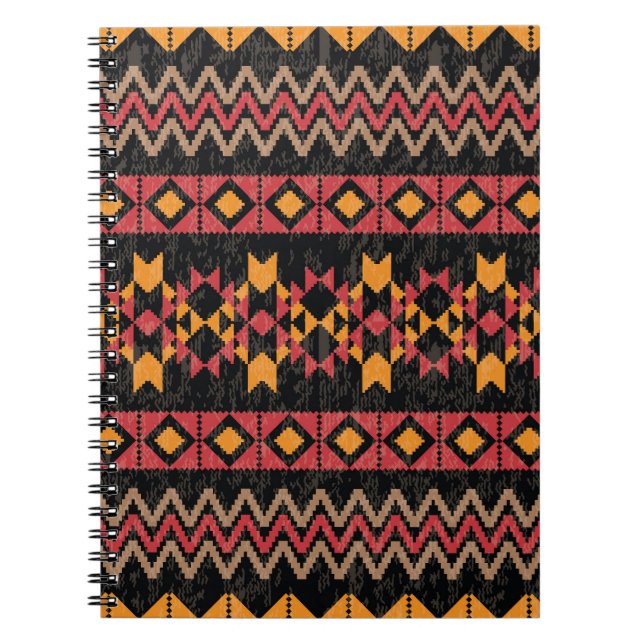 Black Background, Geometric Modern Pattern. Notebook (Front)