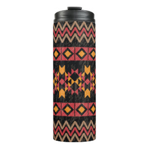 Black Background, Geometric Modern Pattern. Thermal Tumbler