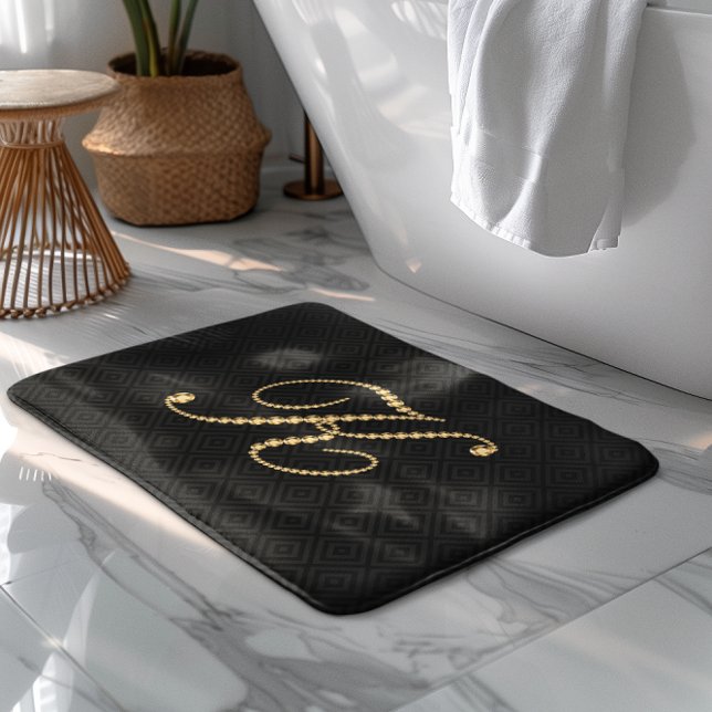 Black Background Gold Diamonds K Bath Mat (Creator Uploaded)