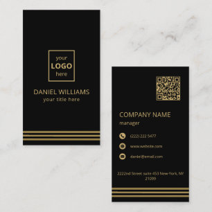 Black Background Gold Stripes Business Card