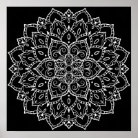 Black Background Large Colouring Mandala